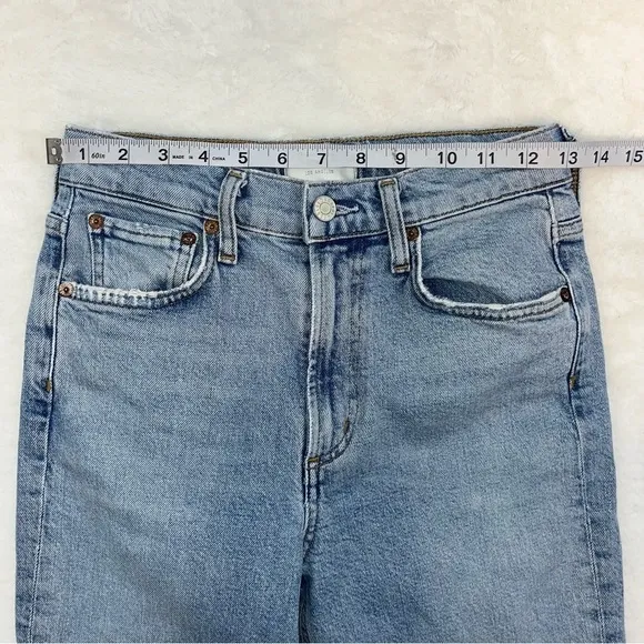 Agolde Merrel Straight Ankle Jeans Womans Size 24 Medium Wash Raw Hem