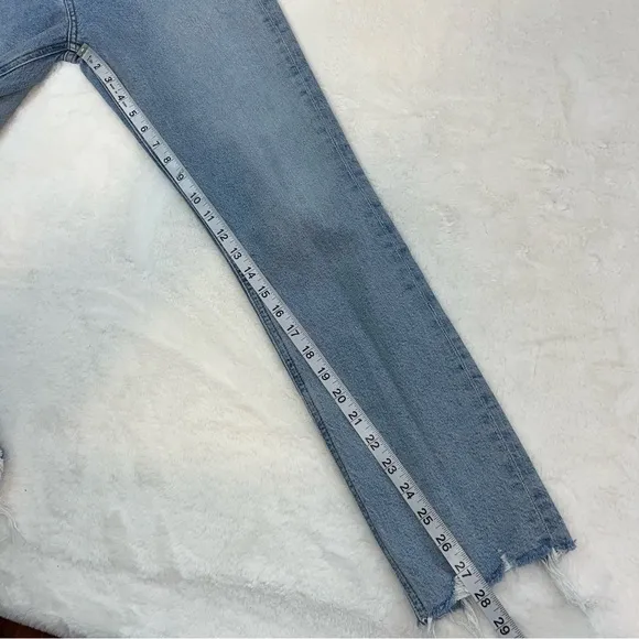 Agolde Merrel Straight Ankle Jeans Womans Size 24 Medium Wash Raw Hem