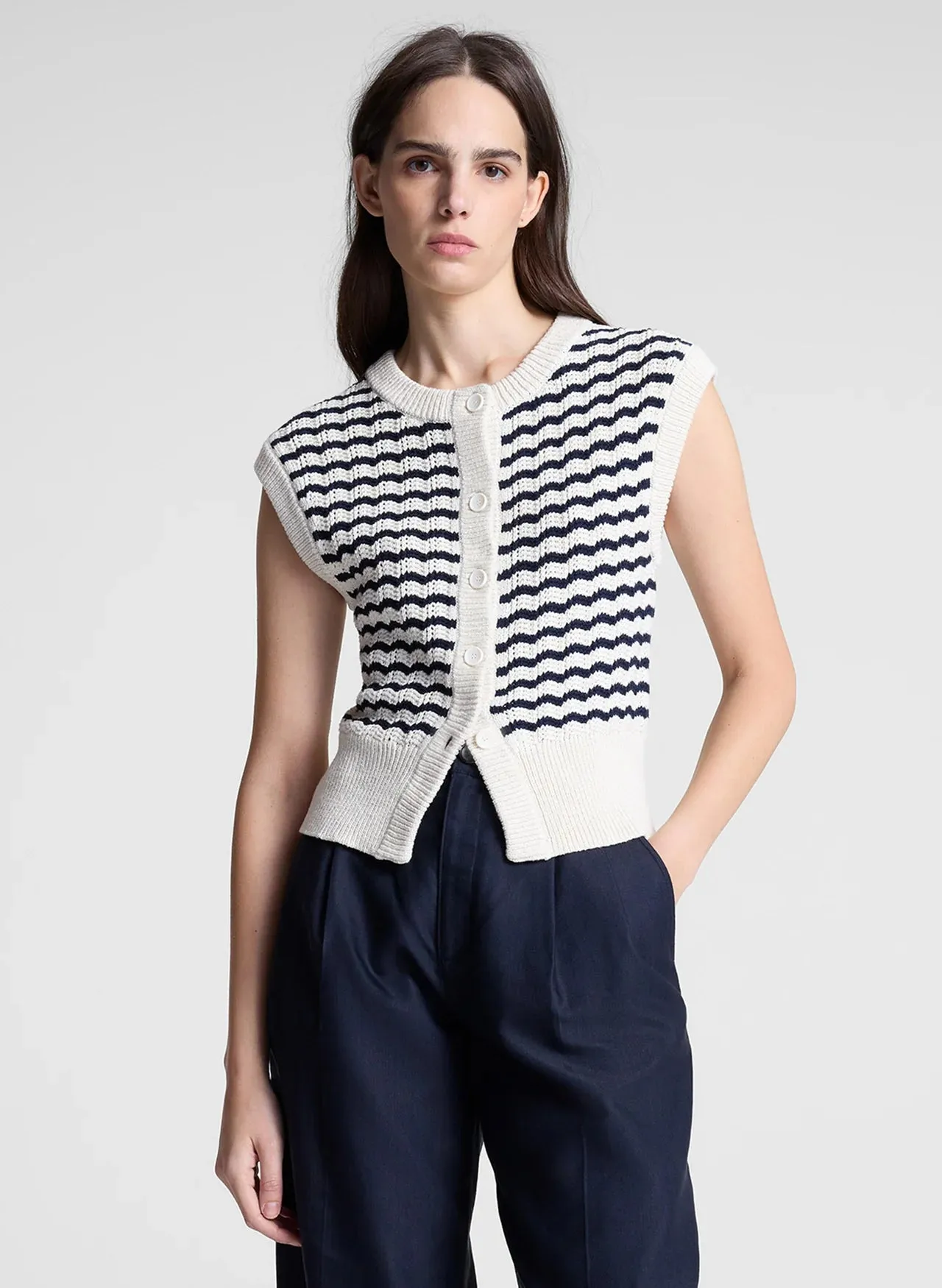 A.L.C. Margo Top in Parchment/Navy Stripe