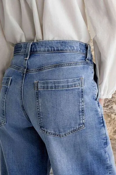 Alexis Embroidered Pockets Straight Leg Jeans in Light Wash - Misses and Curvy