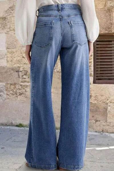 Alexis Embroidered Pockets Straight Leg Jeans in Light Wash - Misses and Curvy