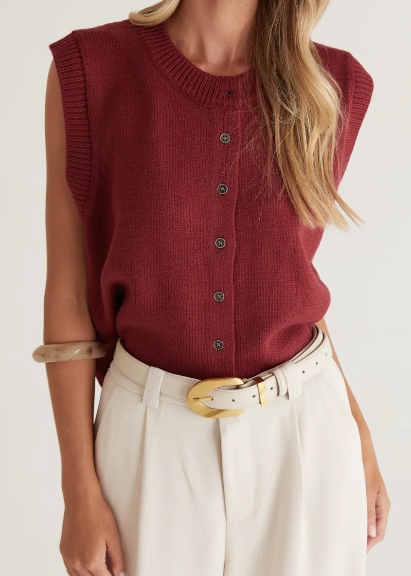 Amante Knitted Vest - Wine