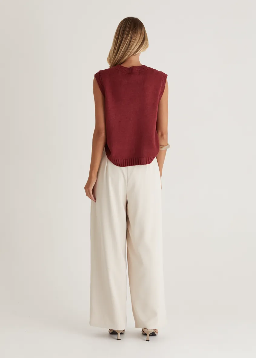 Amante Knitted Vest - Wine