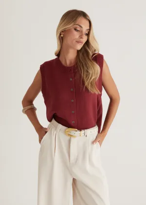 Amante Knitted Vest - Wine