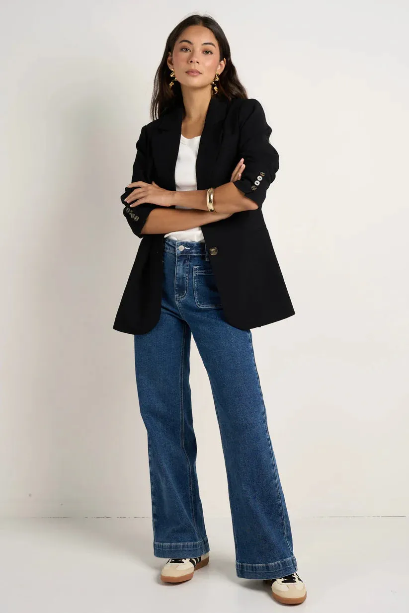 Among the Brave Bestie Black Crepe Blazer