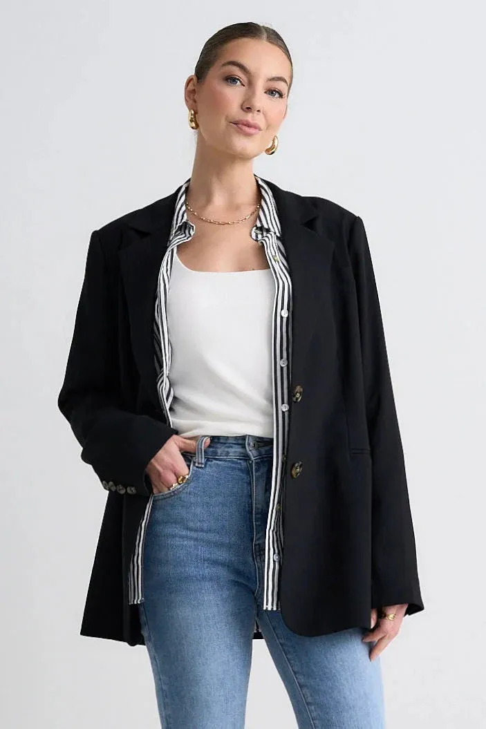 Among the Brave Bestie Black Crepe Blazer