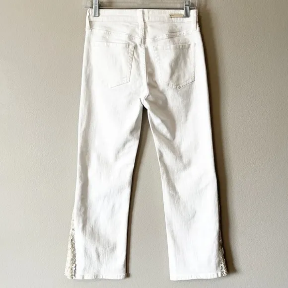 Anthropologie Pilcro and the Letterpress High-Rise Sequins Flared Jeans White 25