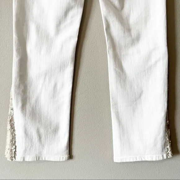 Anthropologie Pilcro and the Letterpress High-Rise Sequins Flared Jeans White 25