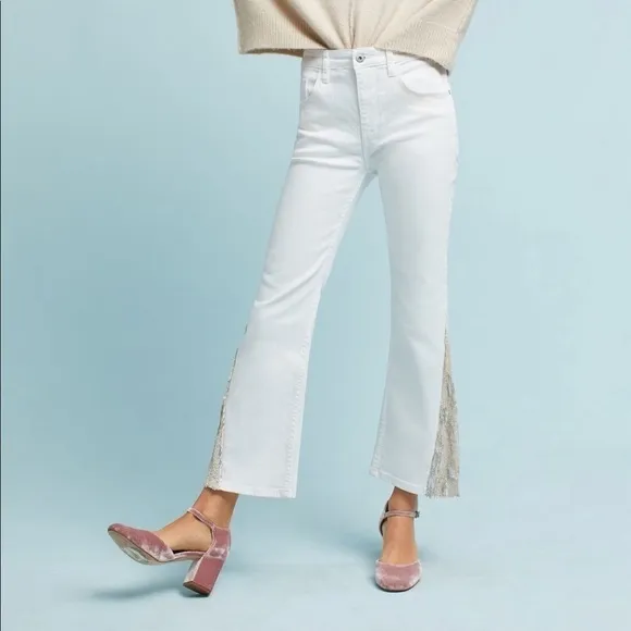 Anthropologie Pilcro and the Letterpress High-Rise Sequins Flared Jeans White 25