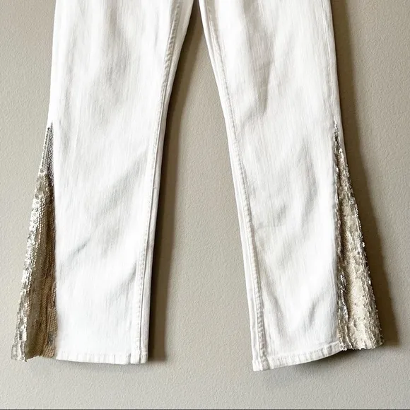 Anthropologie Pilcro and the Letterpress High-Rise Sequins Flared Jeans White 25