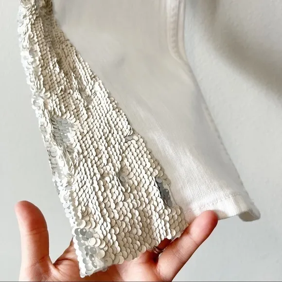 Anthropologie Pilcro and the Letterpress High-Rise Sequins Flared Jeans White 25