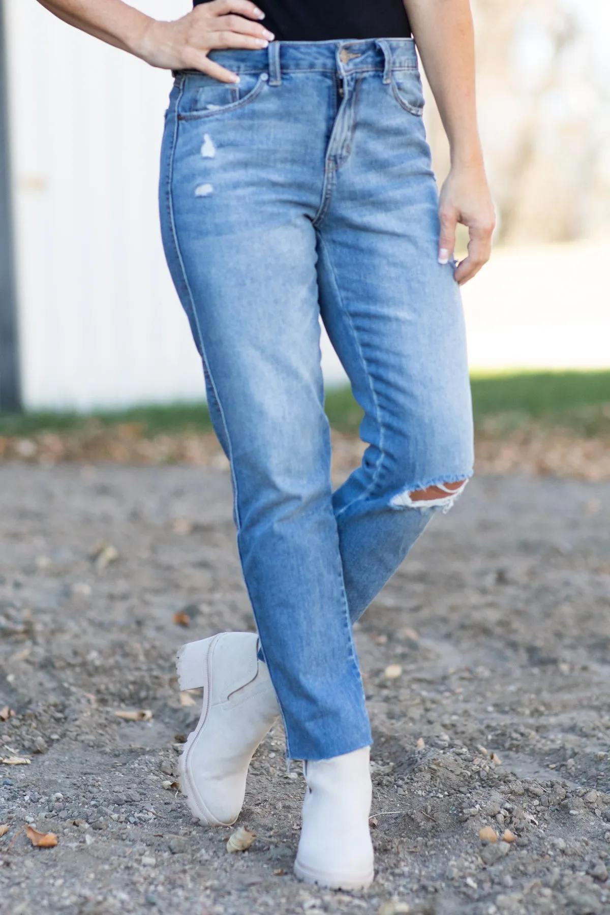 Artsal High Rise Slim Straight Ankle Jeans