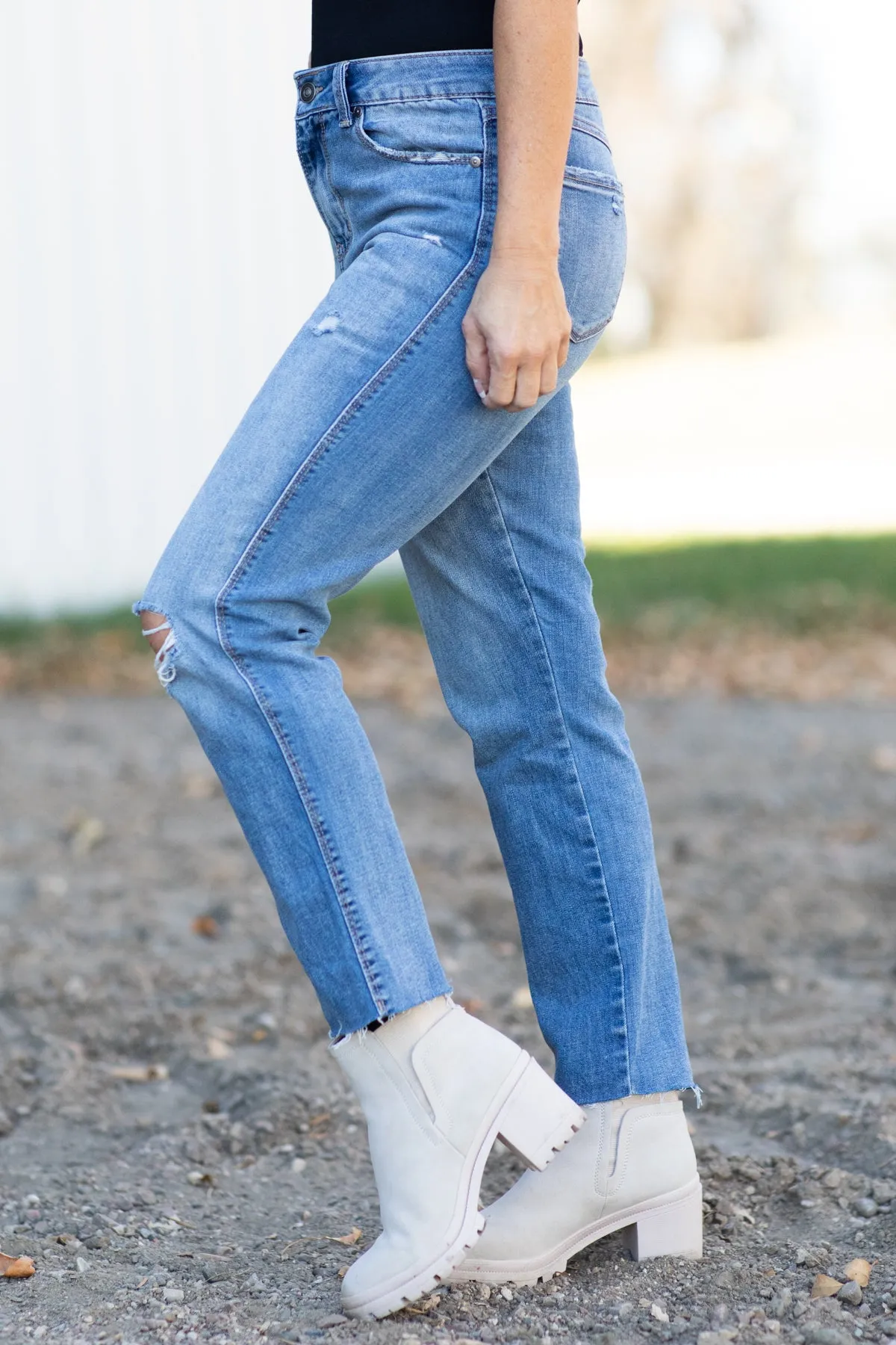 Artsal High Rise Slim Straight Ankle Jeans