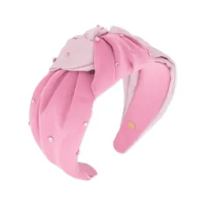 Bari Lynn Crystallized 2 Tone Satin Knot Headband - Pink