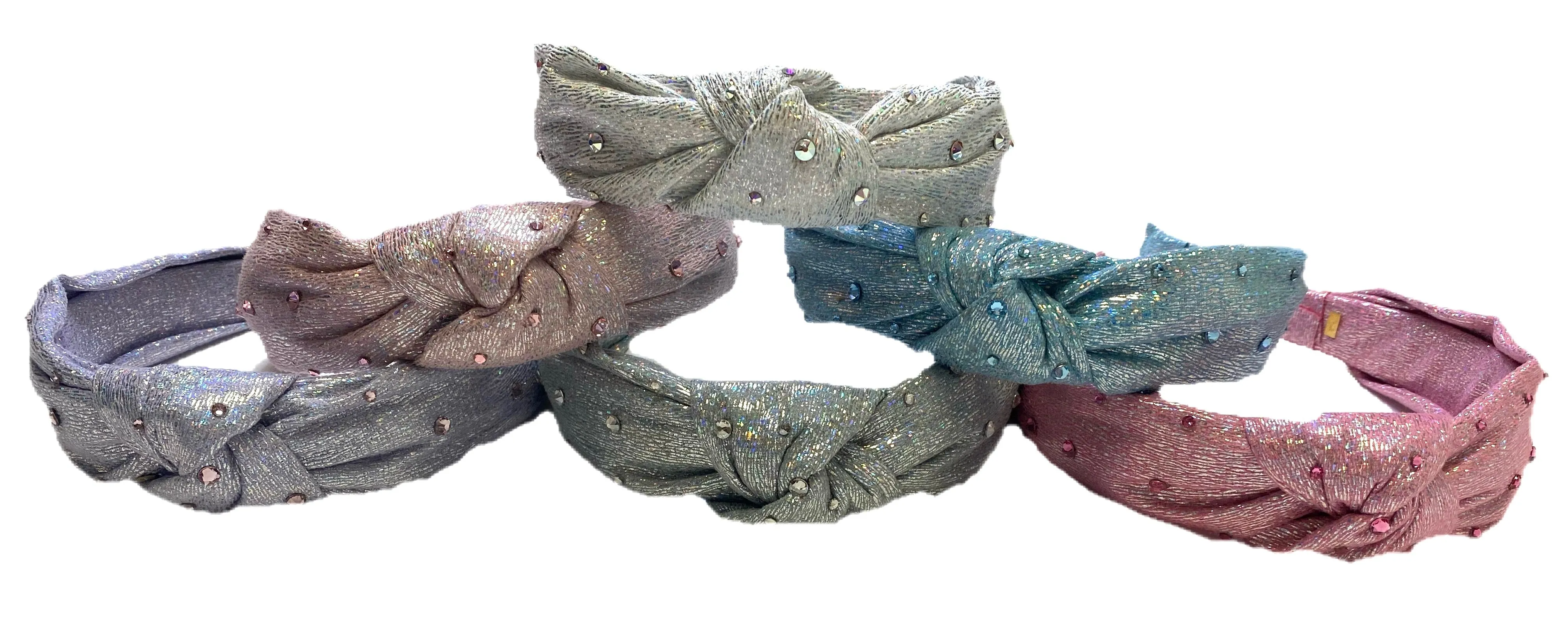 Bari Lynn Iridescent Twist Knot Headband with Crystals - 7 Colors