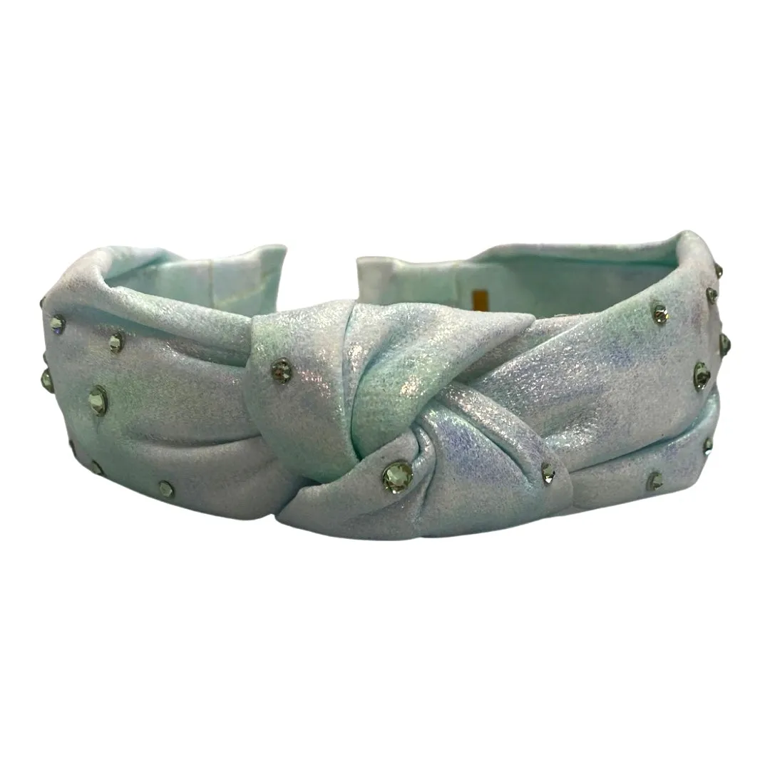 Bari Lynn Iridescent Twist Knot Headband with Crystals - 7 Colors