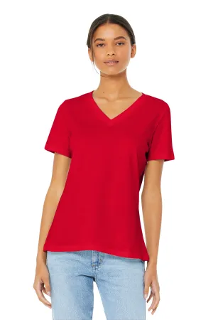 BELLA CANVAS  Women's Relaxed Jersey Short Sleeve V-Neck Tee. BC6405 Red