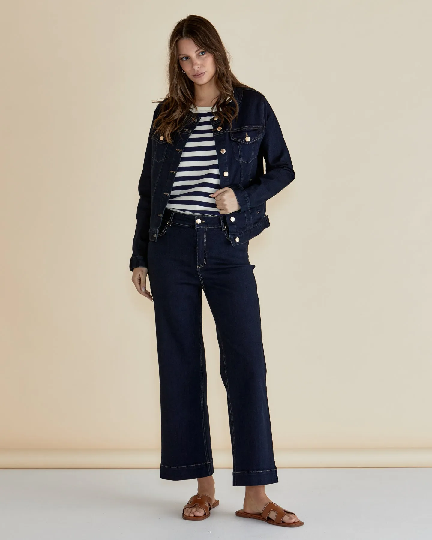 Betty Basics Cindy Collarless Denim Jacket - Ink