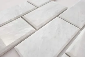 Bianco Venatino Marble 3 X 6 Deep-Beveled & Polished Subway Tile - STANDARD QUALITY - Lot of 20 Sq. Ft.