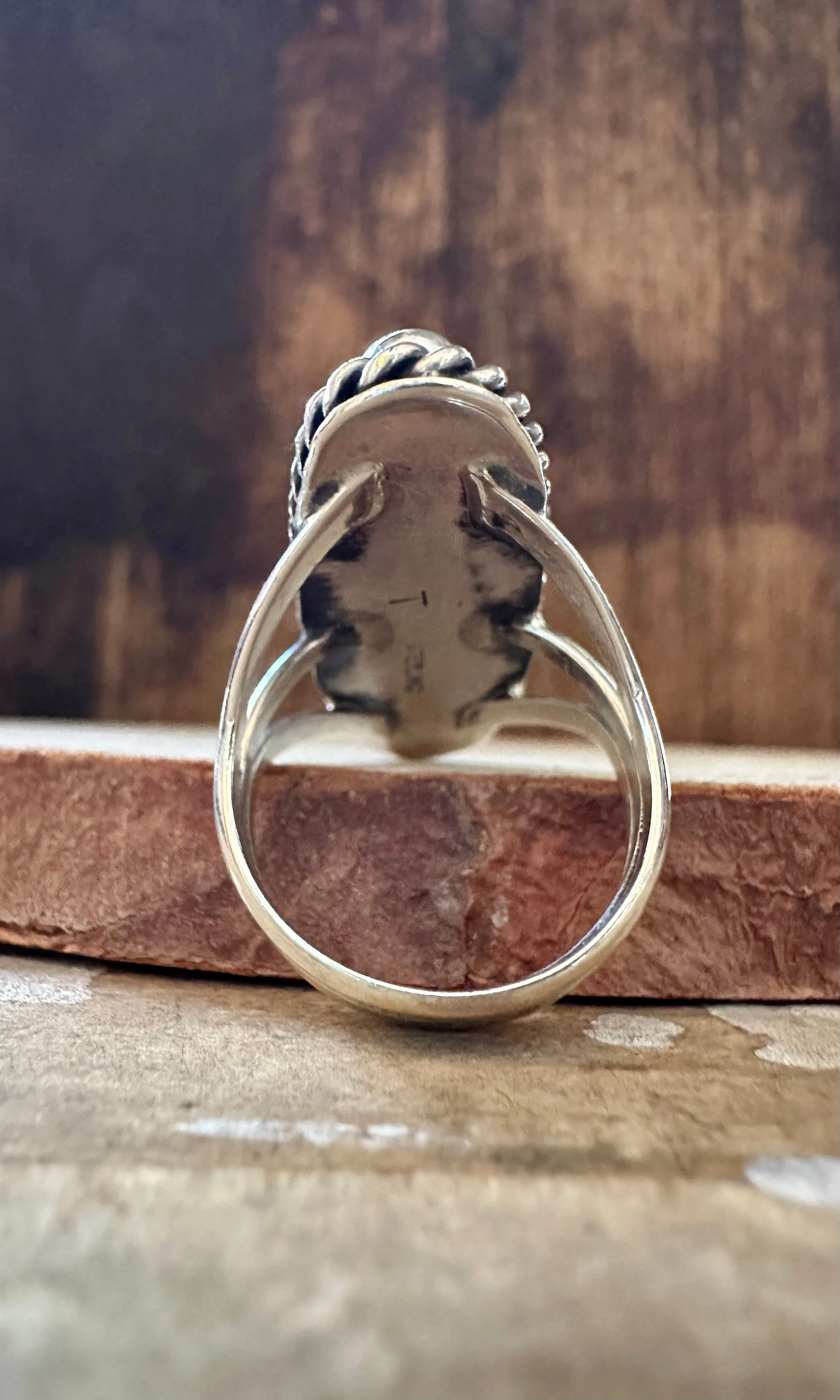 BLACK ONYX DROPLET Silver Ring • Size 7