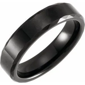 Black PVD Tungsten Faceted Beveled-Edge Band TAR52133 - 6 mm