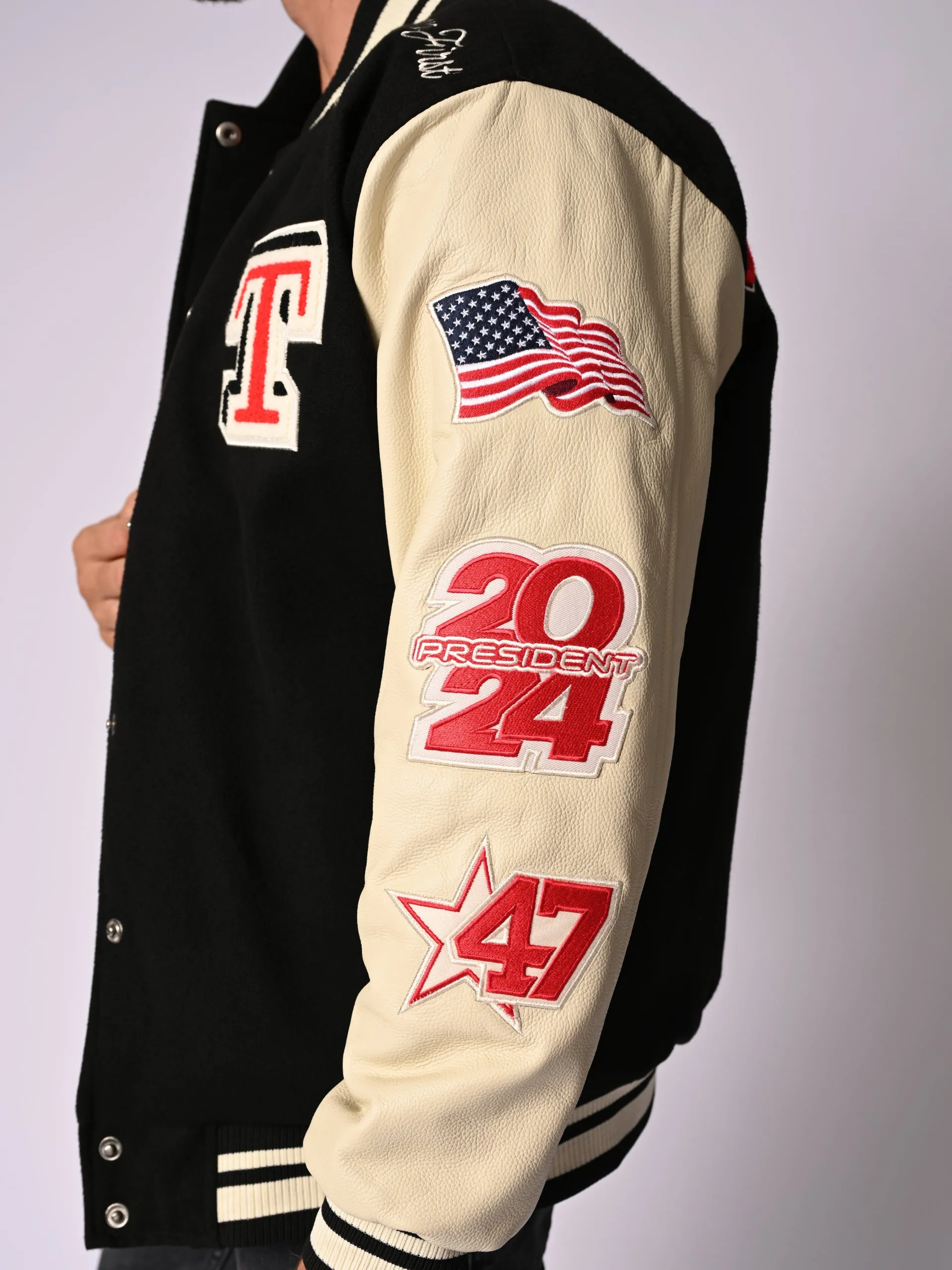 Black Varsity Jacket Never Surrender Wear