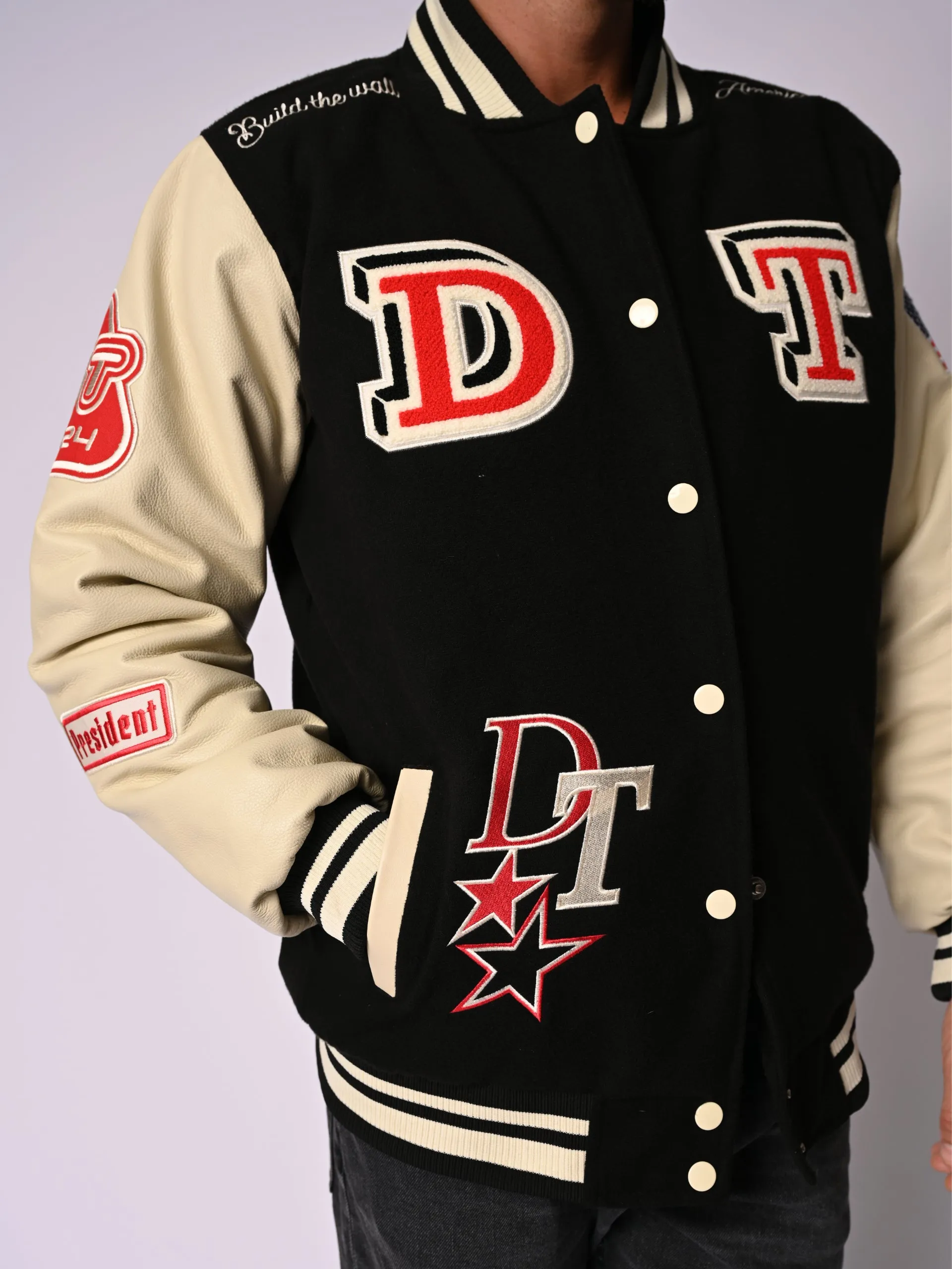 Black Varsity Jacket Never Surrender Wear