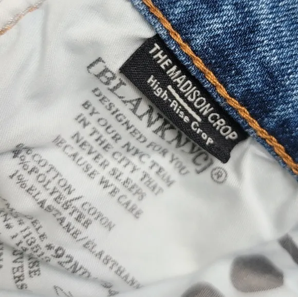 Blank NYC Madison Crop High-Rise Light Wash Jeans Size 25
