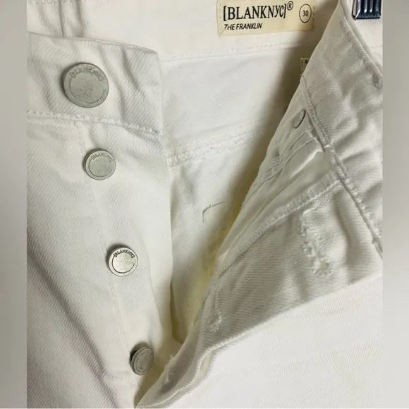 Blank NYC The Franklin in the Clouds Ribcage Wide Leg White Jeans Women’s 30 NEW