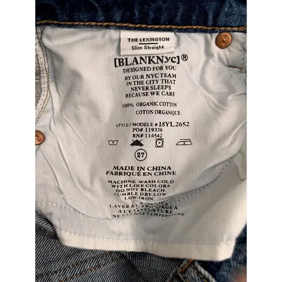 BLANK NYC Women's The Lexington Slim Straight denim jeans Med Wash Sz 27