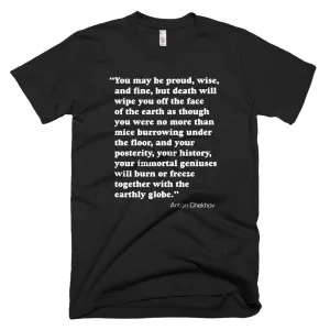 Bleak "Chekhov" Quote Unisex Tee in White Type
