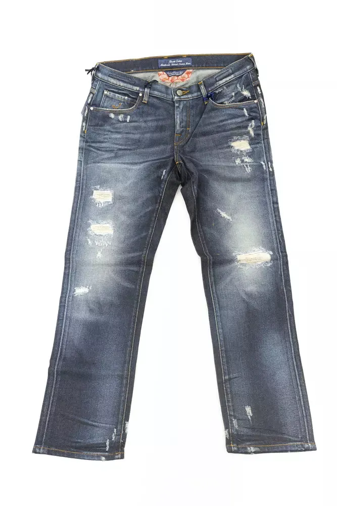 Blue Cotton Women Jeans With Pony Skin Label