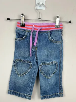 Boden Heart knee patch jeans 6-12m