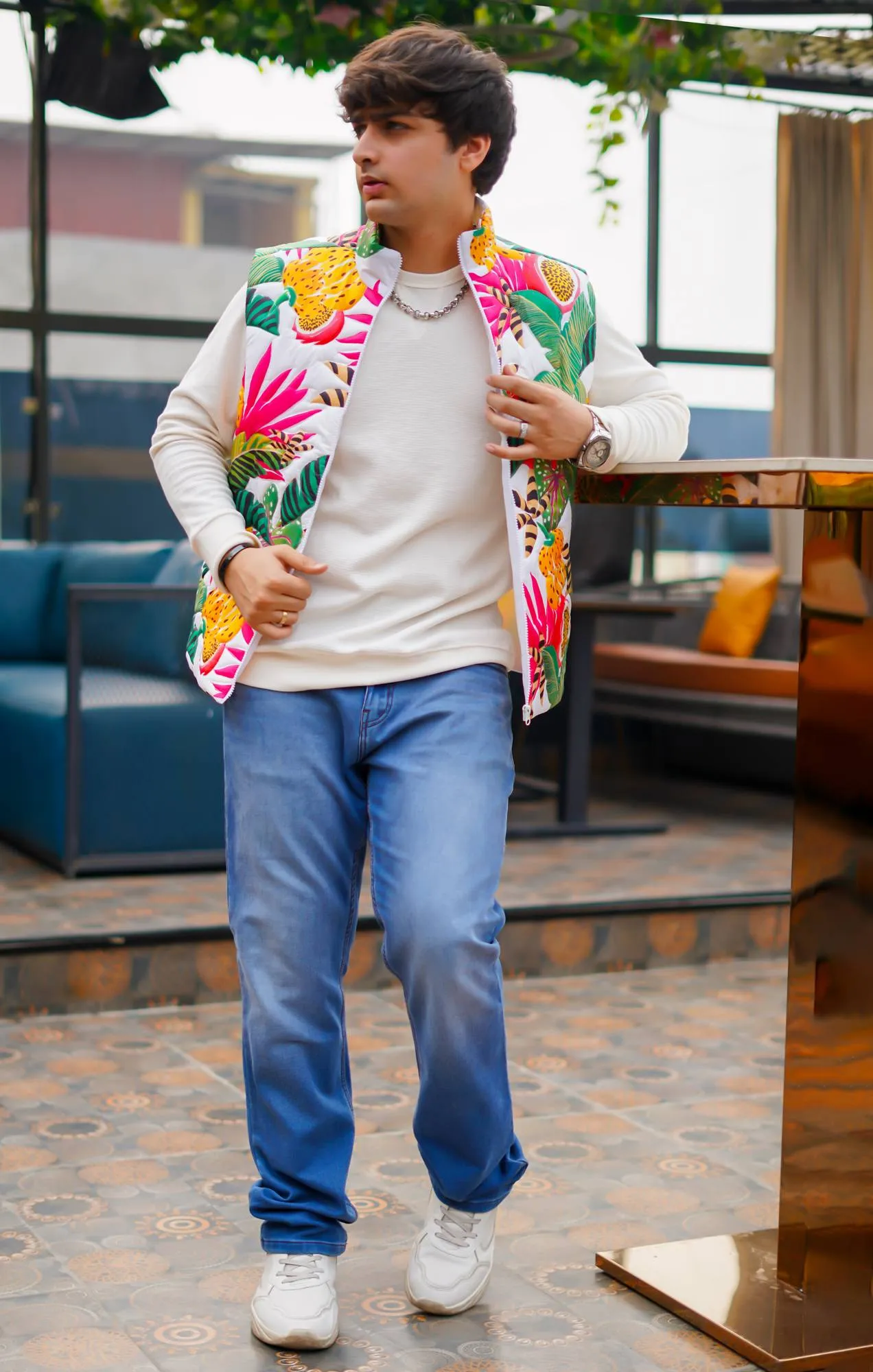 Botanical Quilted Taffeta Jacket for Men