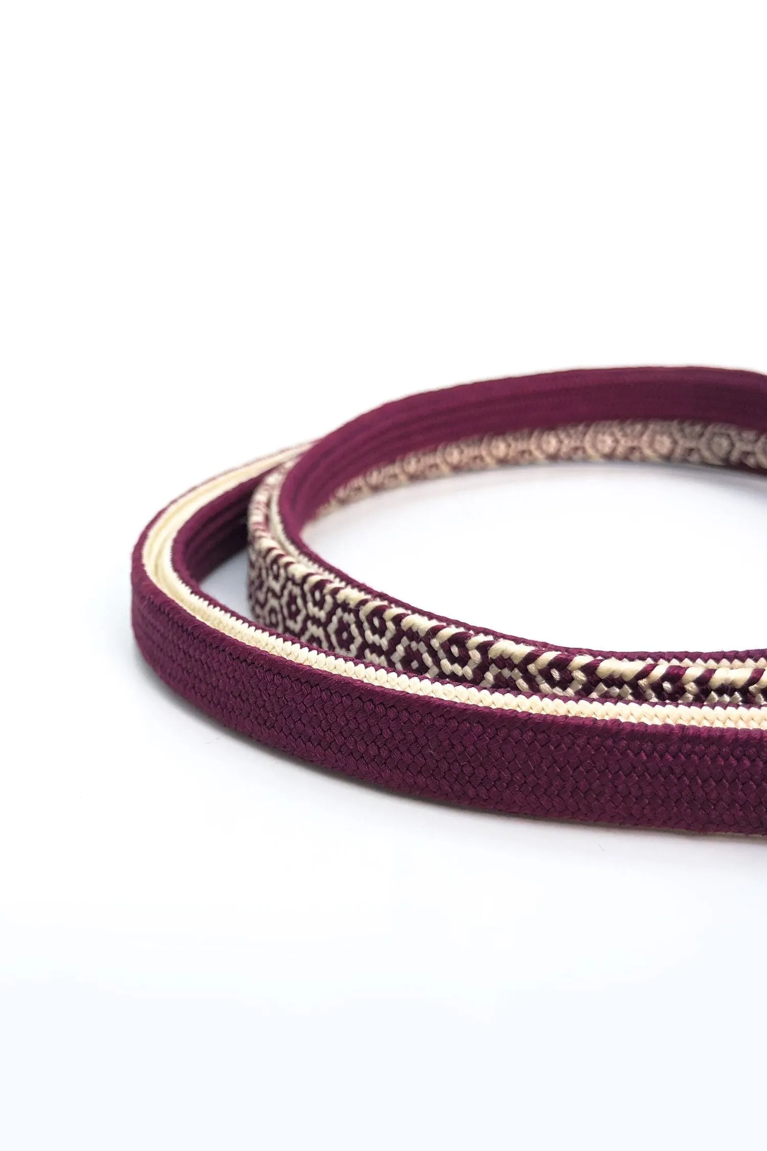 Burgundy Motifs Kimono Obi Belt