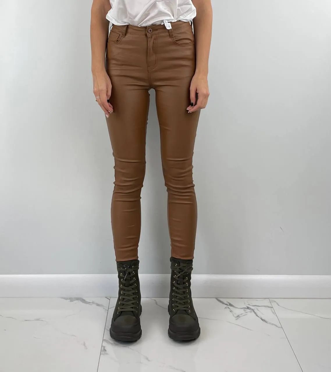 Camel Eco Leather Pants DAYSIE