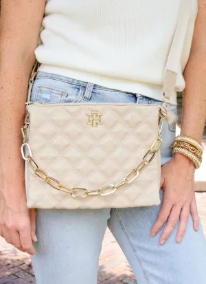 Caroline Hill Arianna Crossbody Nude Quilted