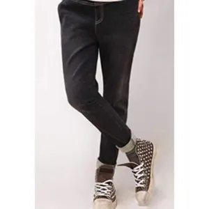 Casual Elastic Waist Plus Size Jeans For Women - Black Xl
