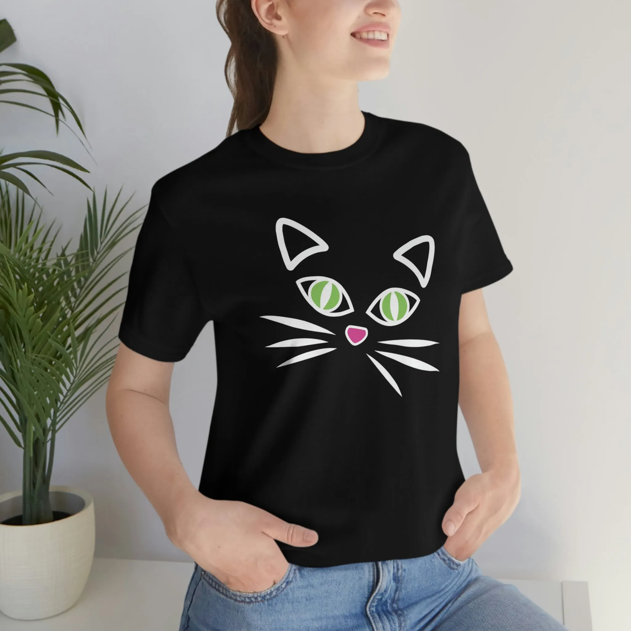 Cat Face Short Sleeve T-Shirt