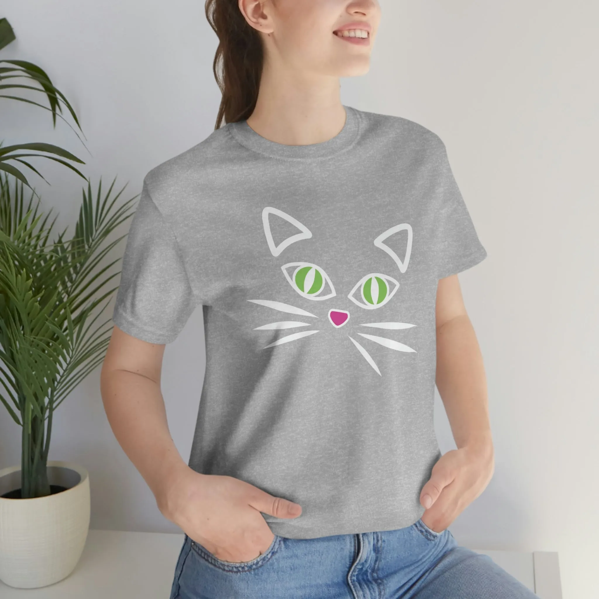 Cat Face Short Sleeve T-Shirt
