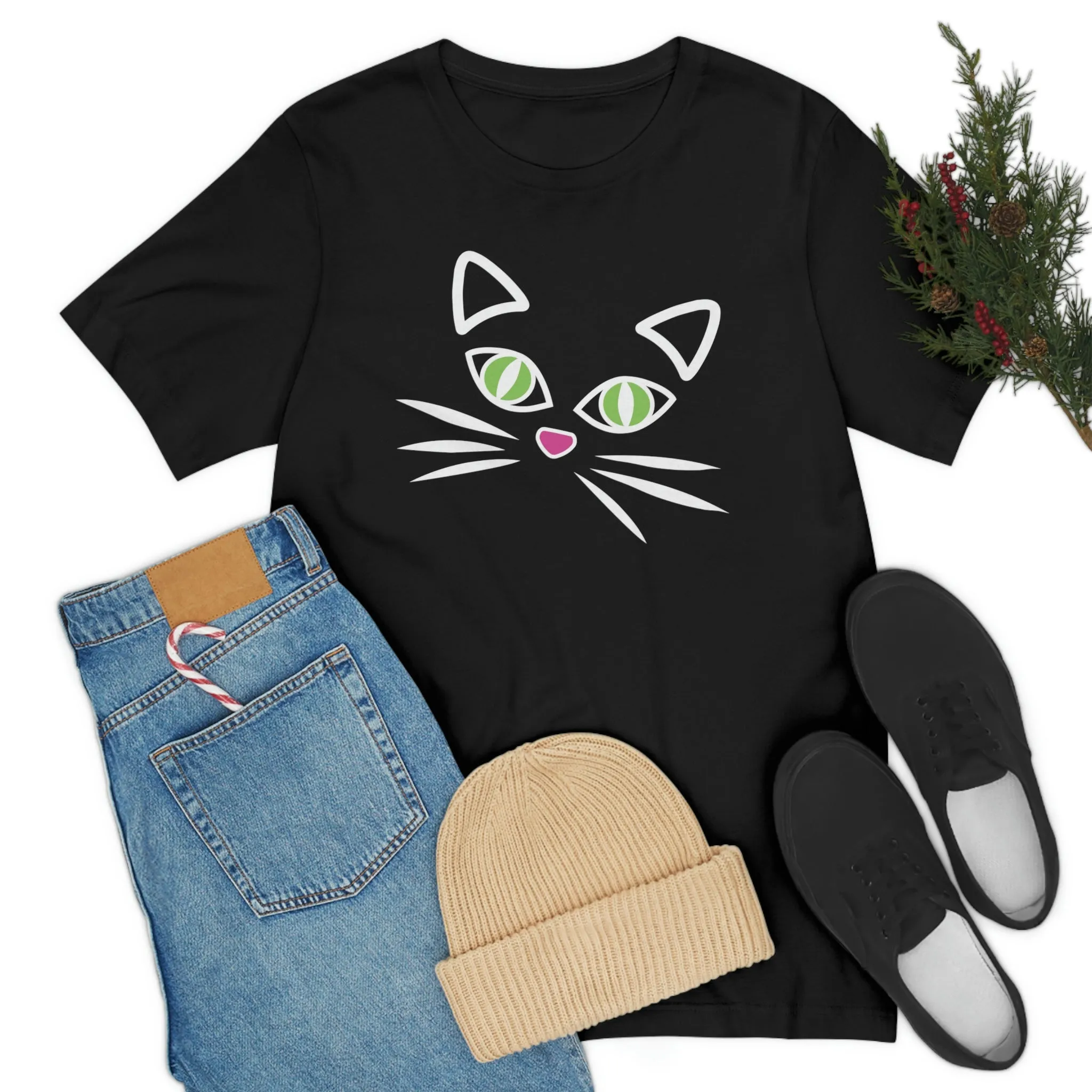 Cat Face Short Sleeve T-Shirt