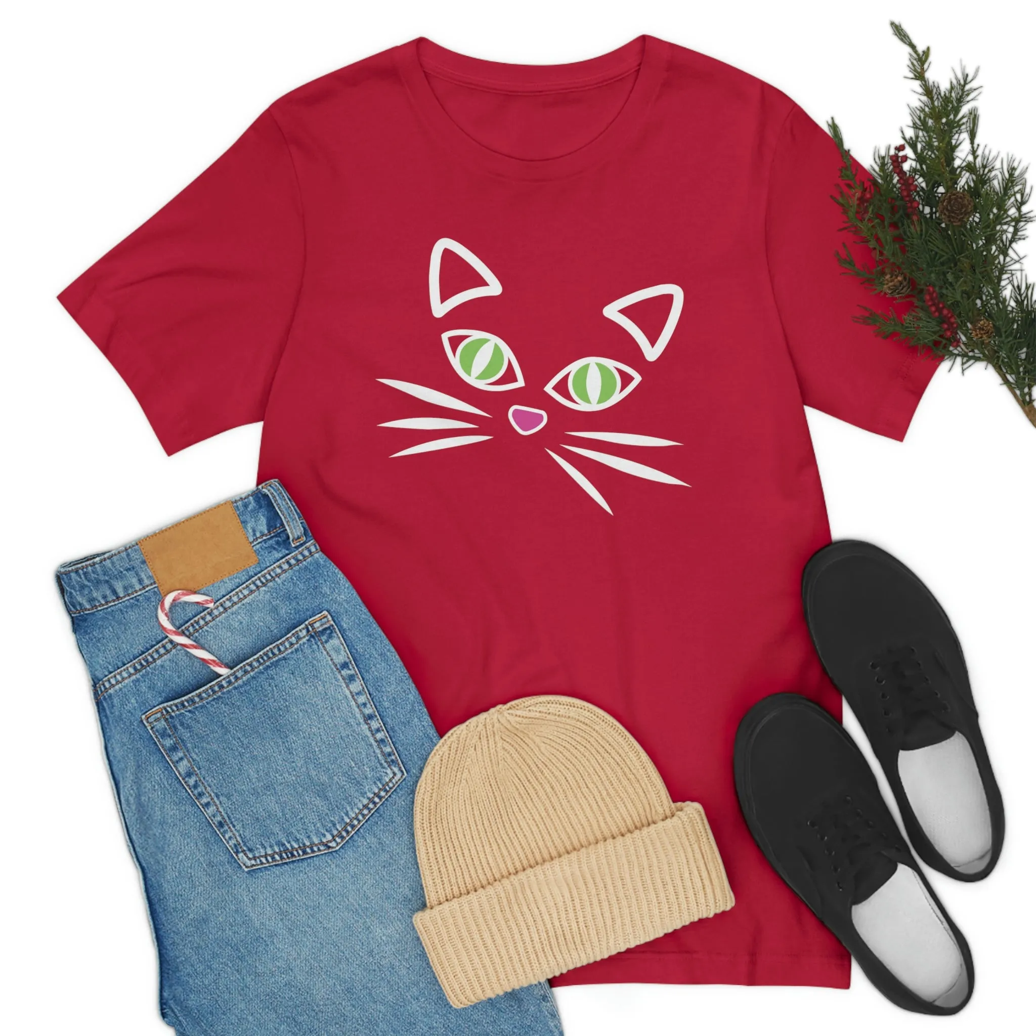 Cat Face Short Sleeve T-Shirt
