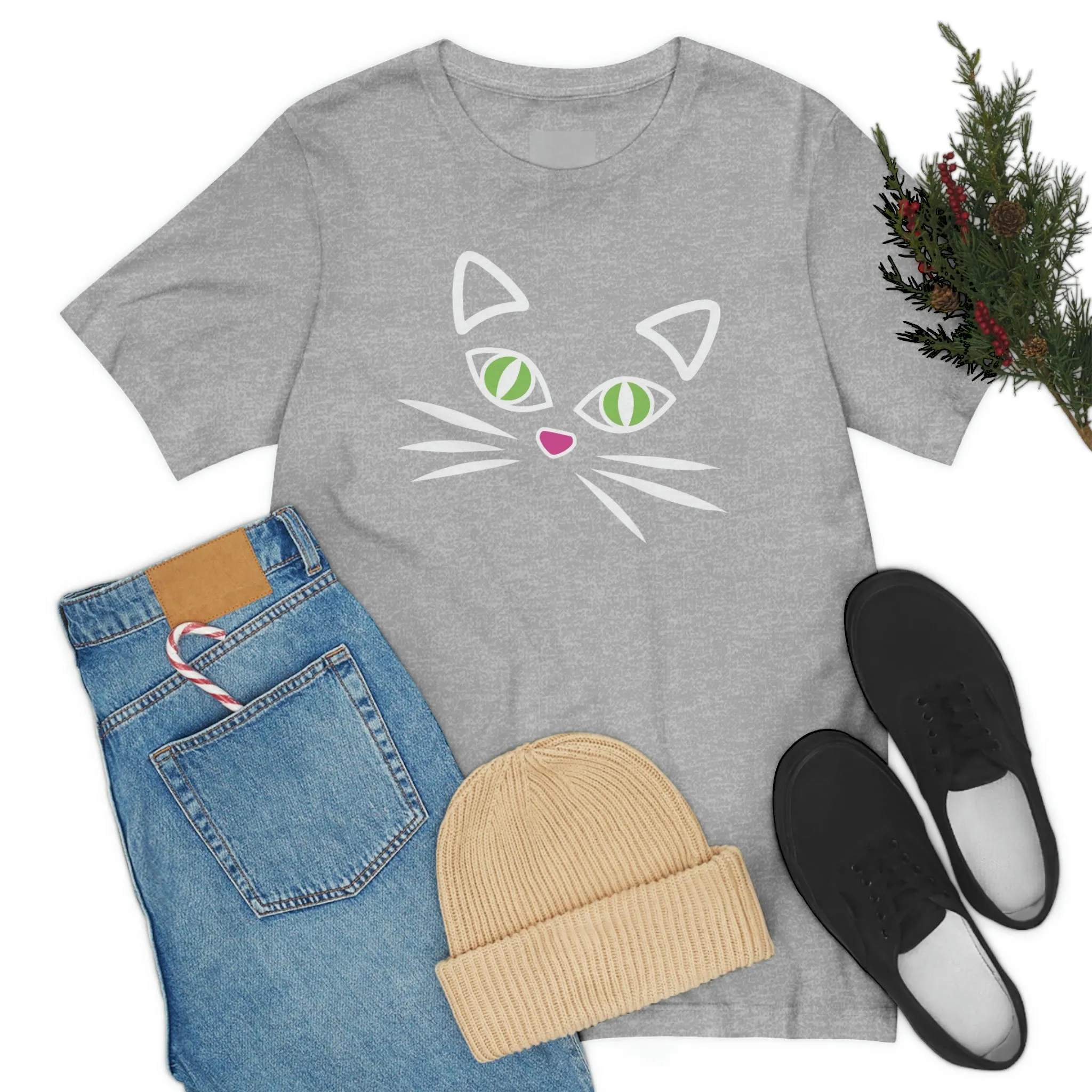 Cat Face Short Sleeve T-Shirt