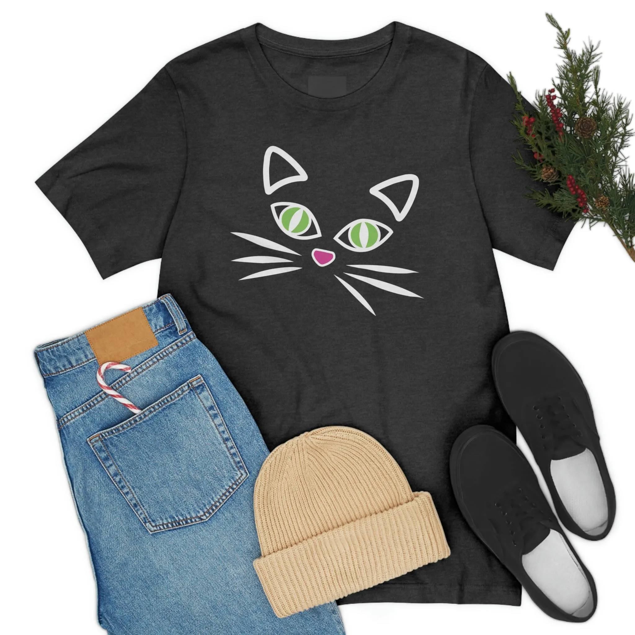 Cat Face Short Sleeve T-Shirt