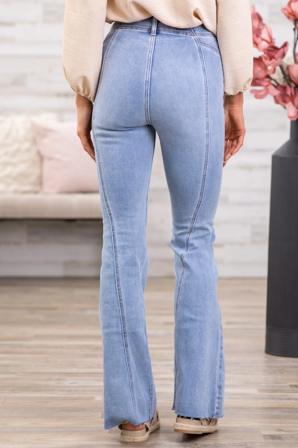 Cello High Rise Flare Jeans With Front Seam