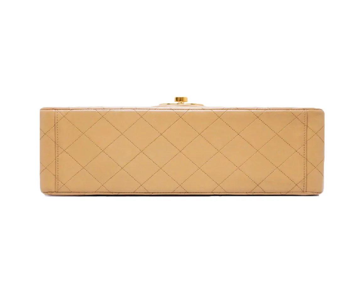 Chanel Vintage Rare Beige Lambskin XL CC Maxi Jumbo