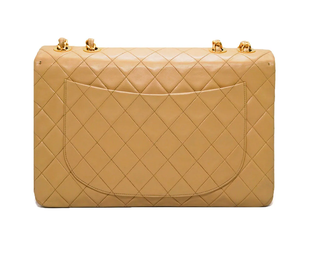 Chanel Vintage Rare Beige Lambskin XL CC Maxi Jumbo