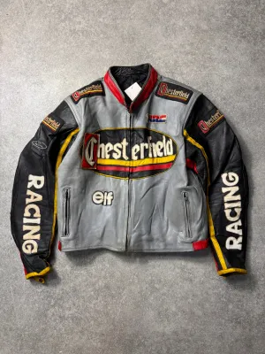 Chesterfield Logo Embroidered Leather Racing Jacket