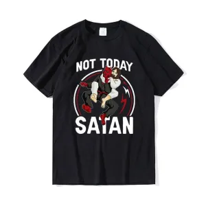 Christianartbag Funny T-Shirt, Funny men's t shirt Jiu Jitsu Jesus Not Today Satan Funny Men's Short Sleeve tee