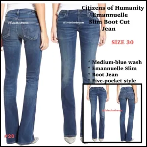 Citizens of Humanity Emannuelle Slim Boot Jean SZ 30 $208